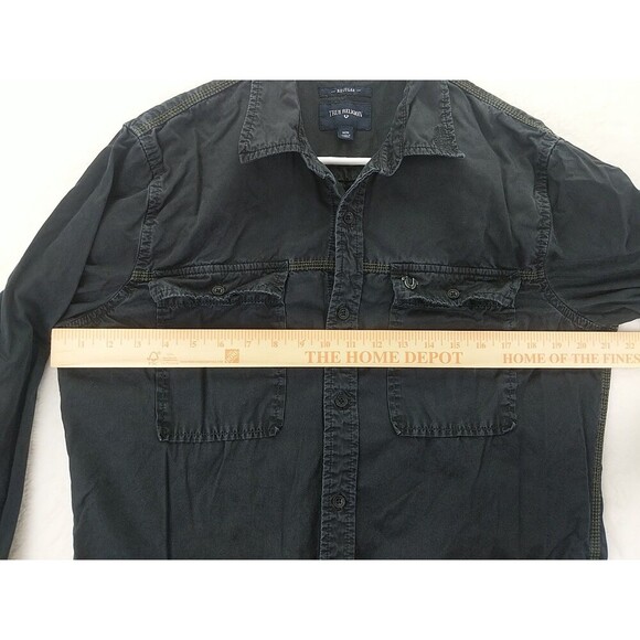 True Religion Regular Fit Mens Medium Black Button-Down Long Sleeve Shirt - Picture 6 of 12